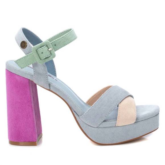 NEW XTI women's heeled suede sandals in multicolor - Picture 1 of 6